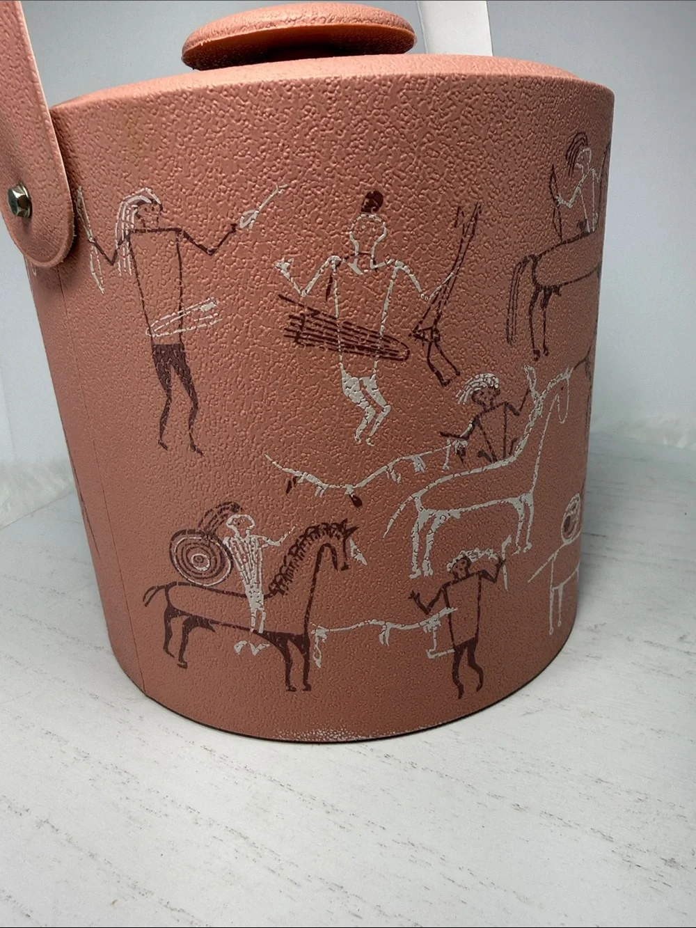 Vintage George Briars Pink Leatherette Ice Bucket with Handle